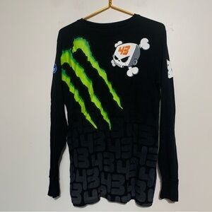 Monster Energy DC Shoes Ken Block Black Long Sleeve Thermal Shirt Large Y2K